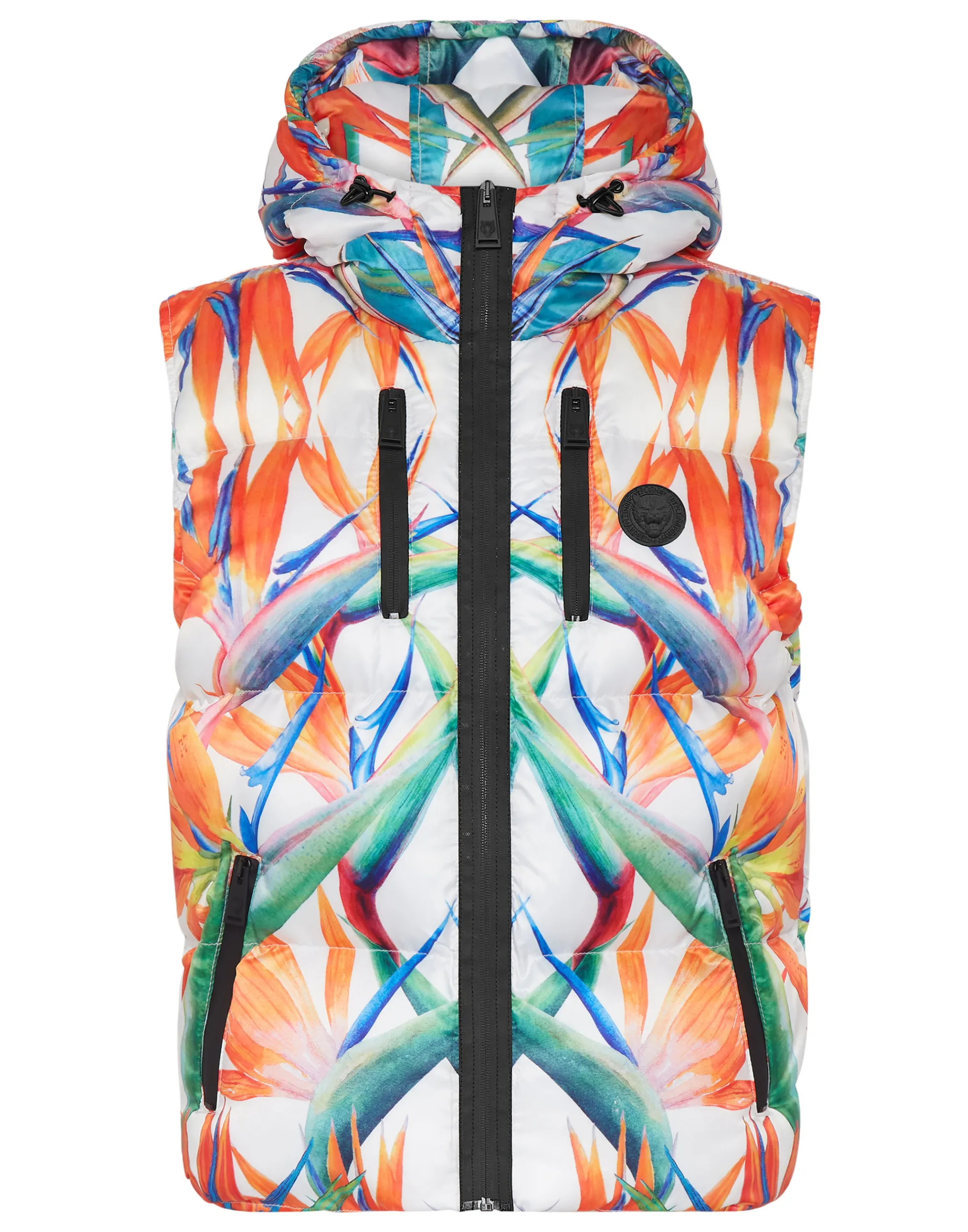 Plein Sport - Giubbotto Imbottito Donna in Nylon Leggero con Stampa Floreale, Ideale per Attività All'aperto e Stagione Fresca