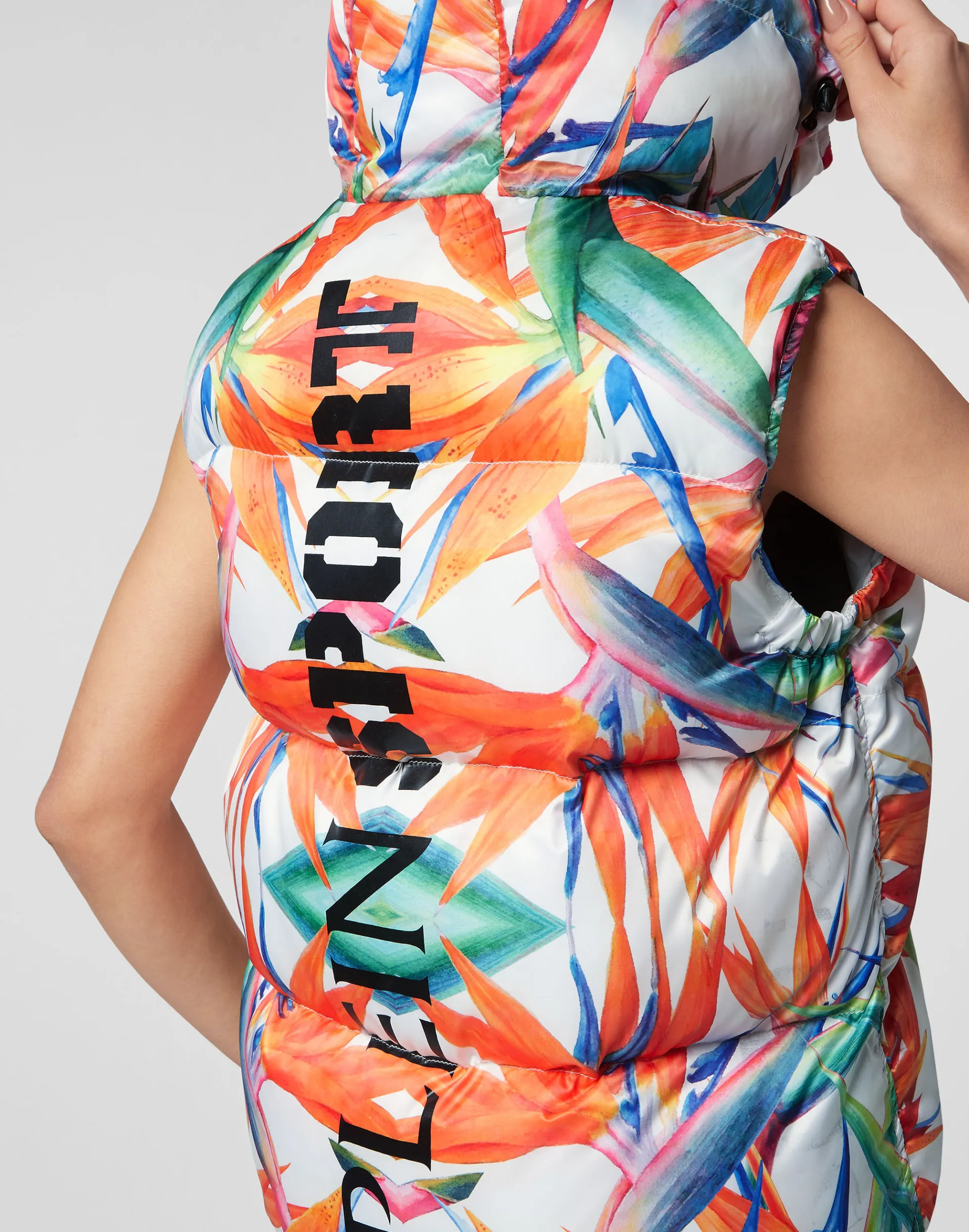 Plein Sport - Giubbotto Imbottito Donna in Nylon Leggero con Stampa Floreale, Ideale per Attività All'aperto e Stagione Fresca