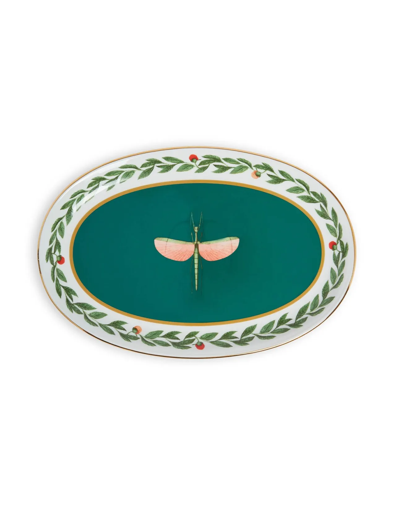 Piatto Ovale Libellula Verde in Porcellana - Collezione Esclusiva La DoubleJ