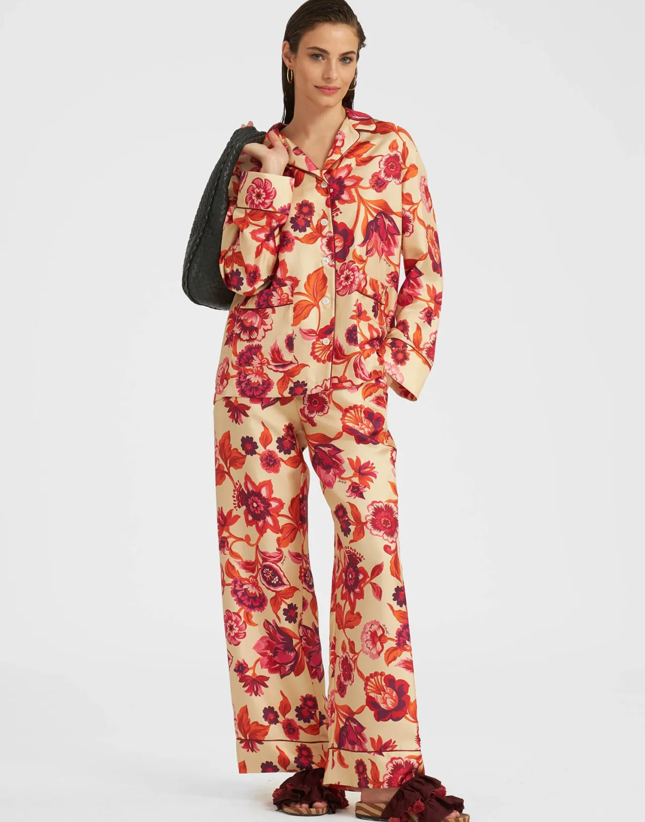 La DoubleJ - Pantaloni Notte in Seta Twill Crema Confezione Esclusiva | Saldi Estivi
