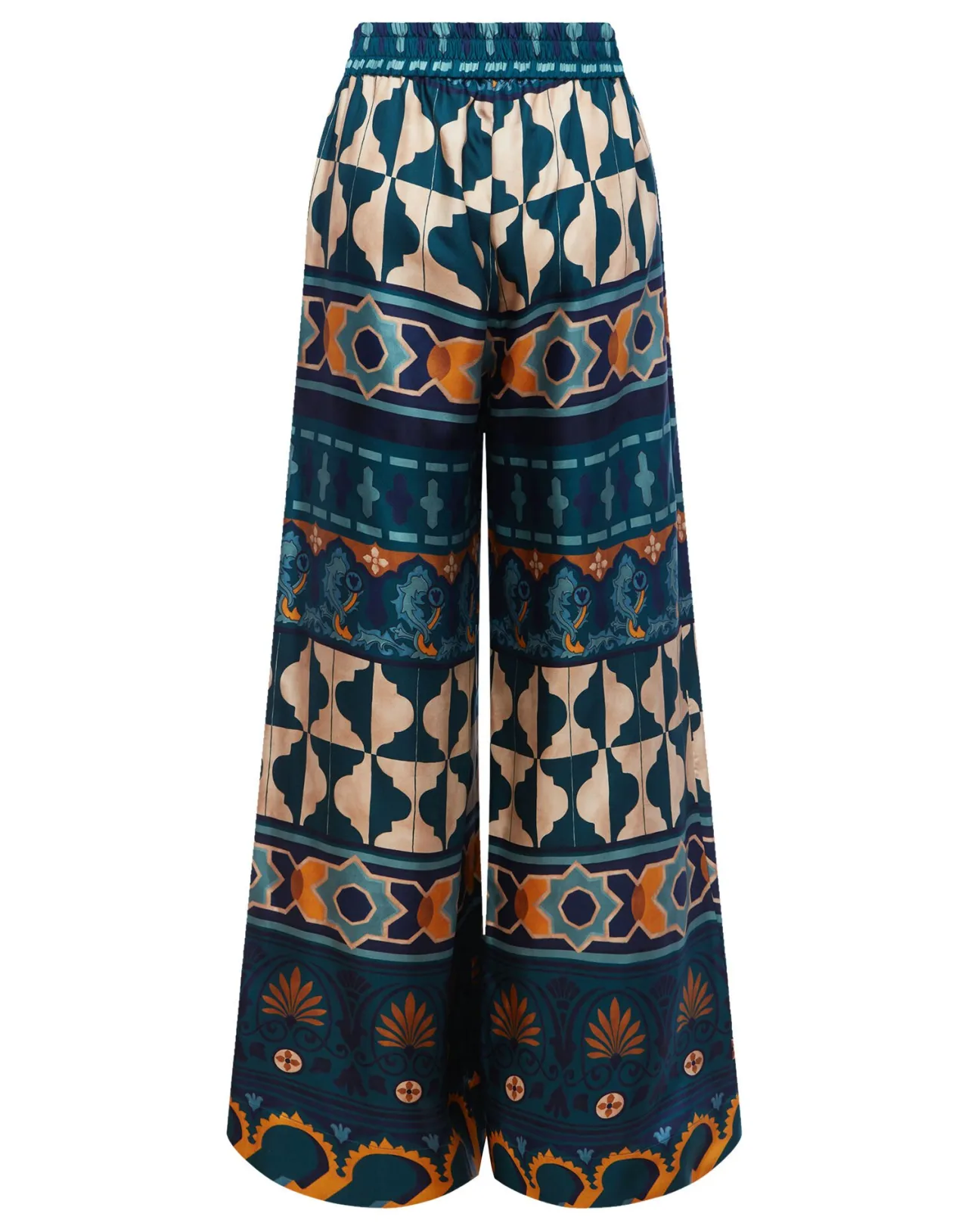 Eleganti Pant Palazzo in Twill di Seta Smeraldo - Collezione Casareale Placé by La DoubleJ | Offerta Imperdibile