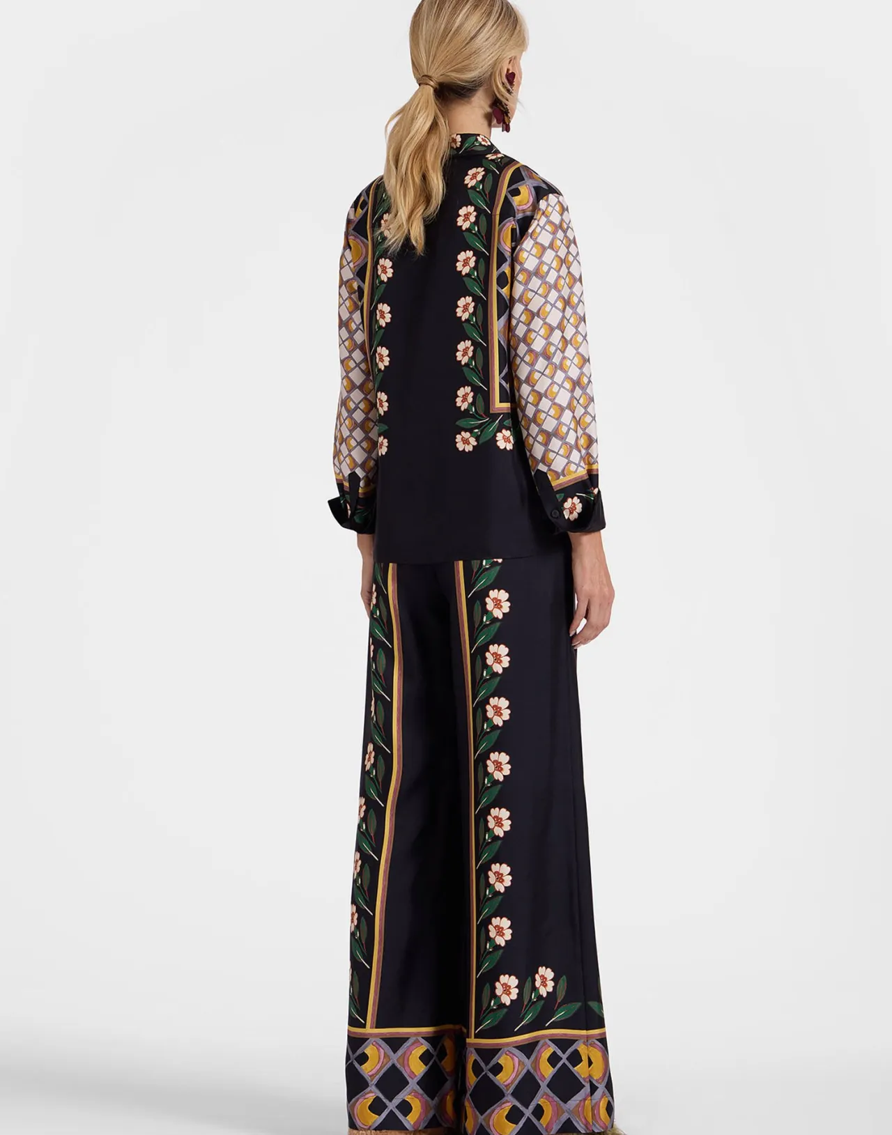 La DoubleJ - Pantalone Palazzo Dazed Placée in Twill di Seta, Nero Opaco - Elegante ed Esclusivo, Edizione Limitata