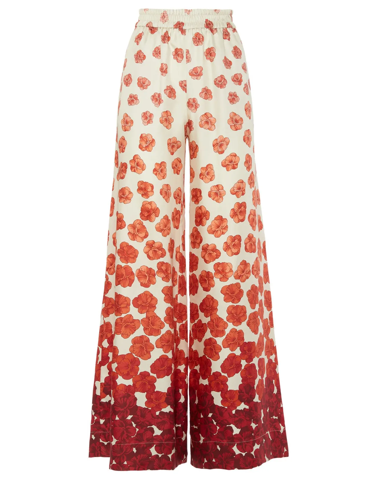 Pantalone Palazzo La DoubleJ in Seta Twill - Rosso Borgogna Edizione Limitata con Stampa Haze Placé