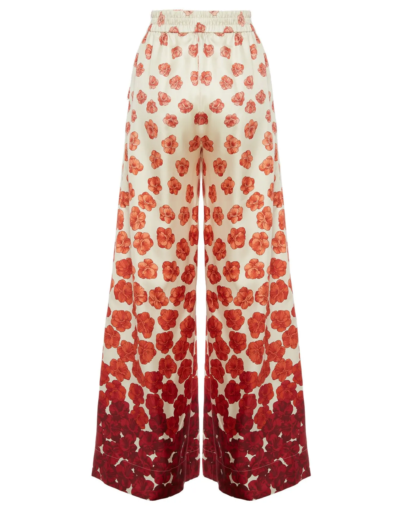 Pantalone Palazzo La DoubleJ in Seta Twill - Rosso Borgogna Edizione Limitata con Stampa Haze Placé