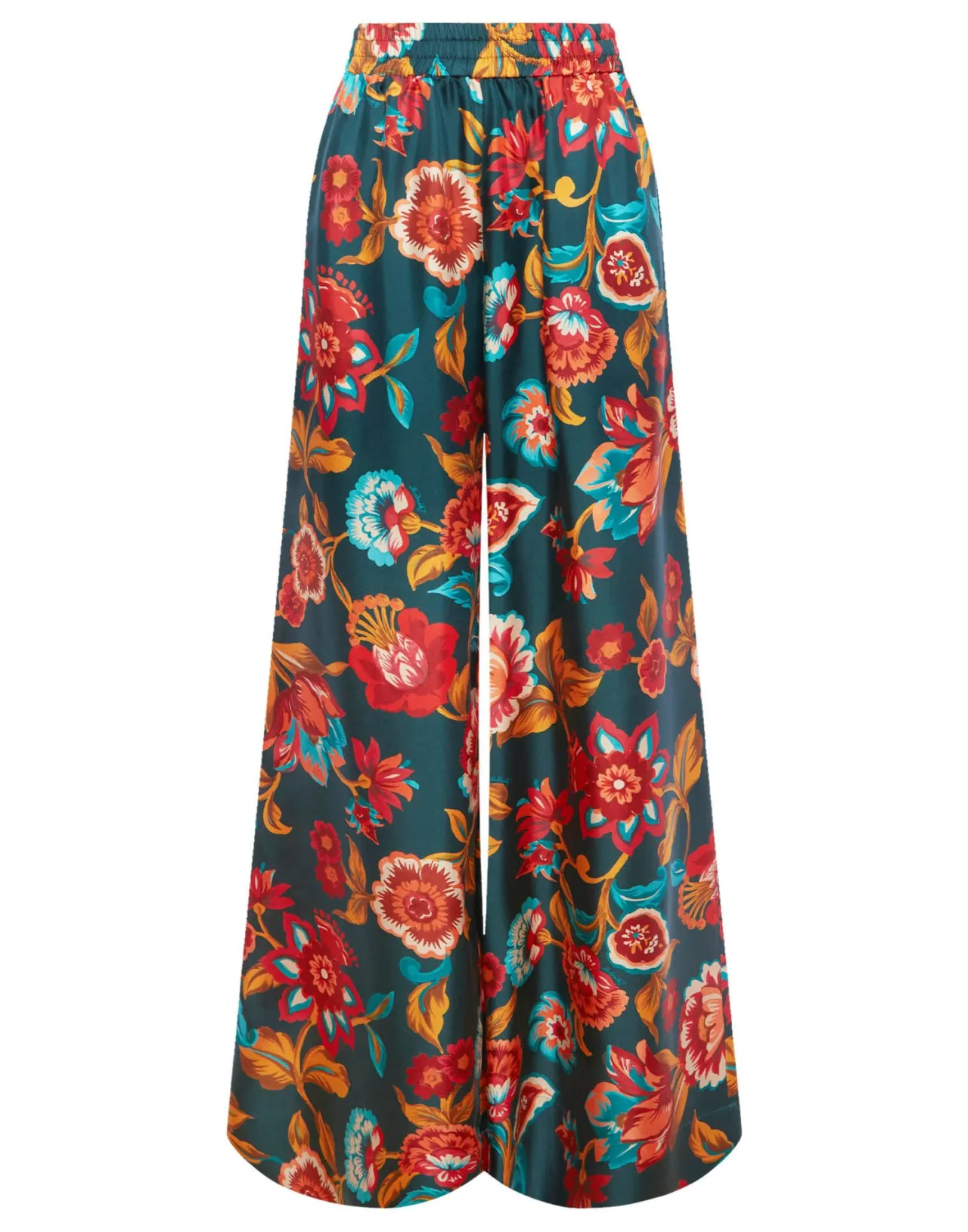 Pantaloni Palazzo La DoubleJ in Twill di Seta Smeraldo - Eleganza Estiva con Tocco Glamour, Offerta Imperdibile!