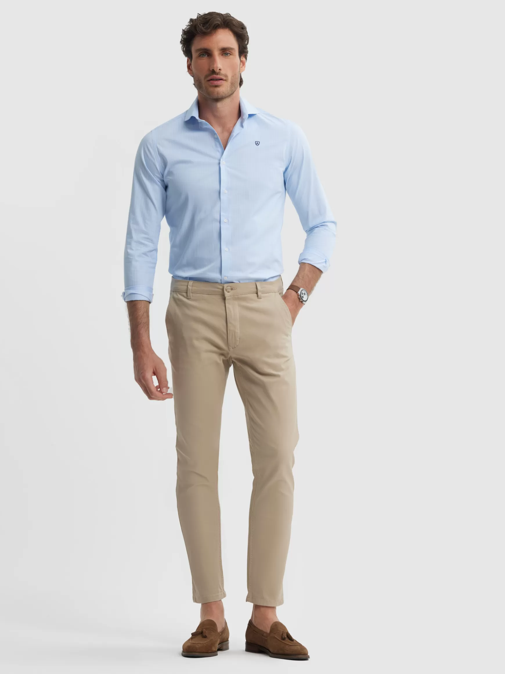 Pantaloni Uomo Alvaro Moreno - Elvis Fit Classico in Tweed con Taglio Chino e Tasca Laterale, Stile Vintage e Comodità Moderna