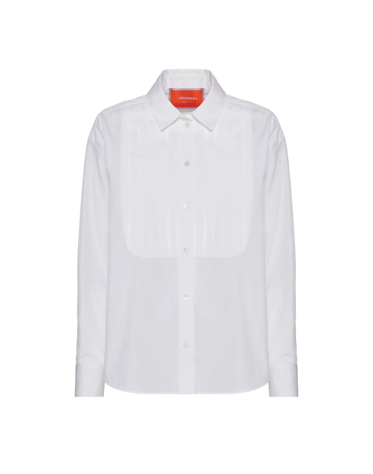 La DoubleJ Camicia Peggy in Popeline Sartoriale - Bianco Puro, Dettaglio Elegante