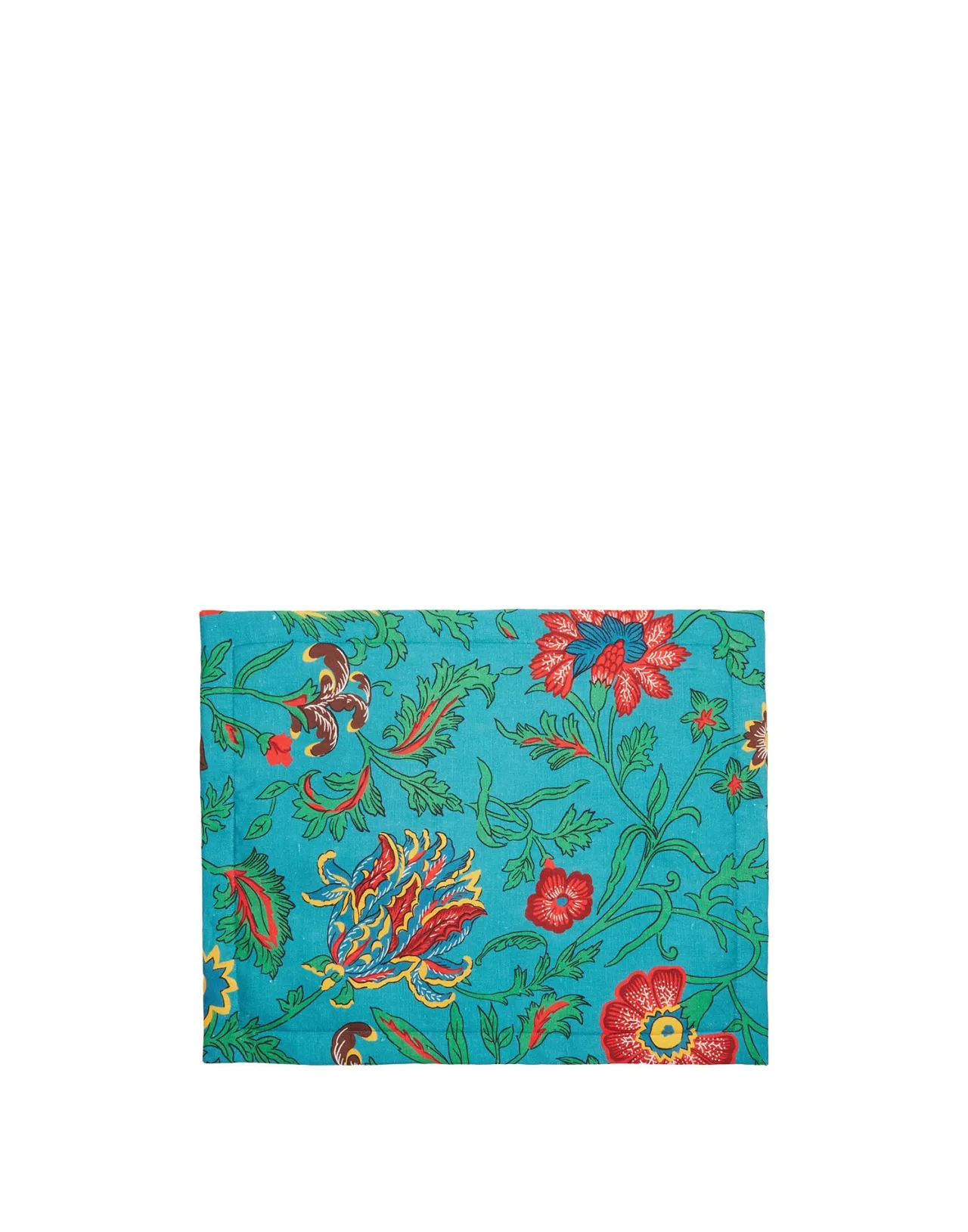 Coppia di Sottopiatti Artistici La DoubleJ - Stampa Dragone Floreale su Lino Turchese 

（：Turchese，