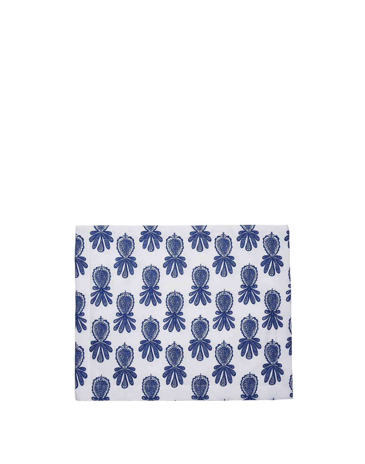 Set di 2 Sottopiatti La DoubleJ - Fantasia Ananas Blu su Lino Naturale con Bordatura Coordinata