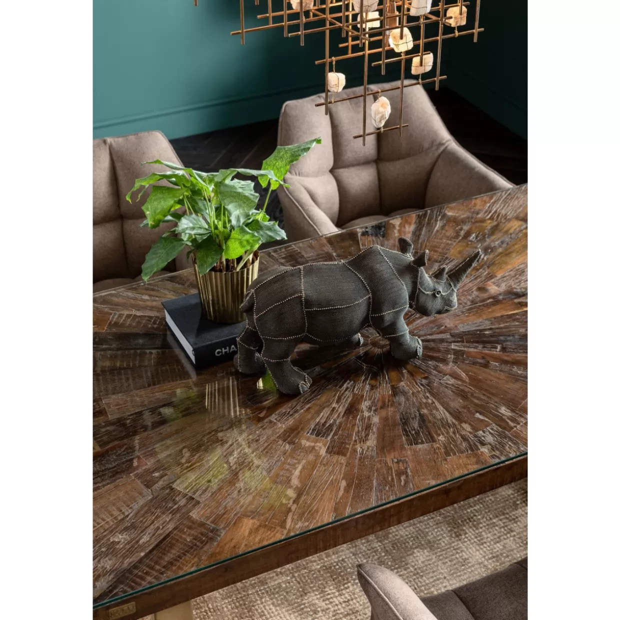 Tavolo design moderno Conley in legno massello - Piano lavorato 180x90 cm per arredamento contemporaneo | Collezione esclusiva KARE