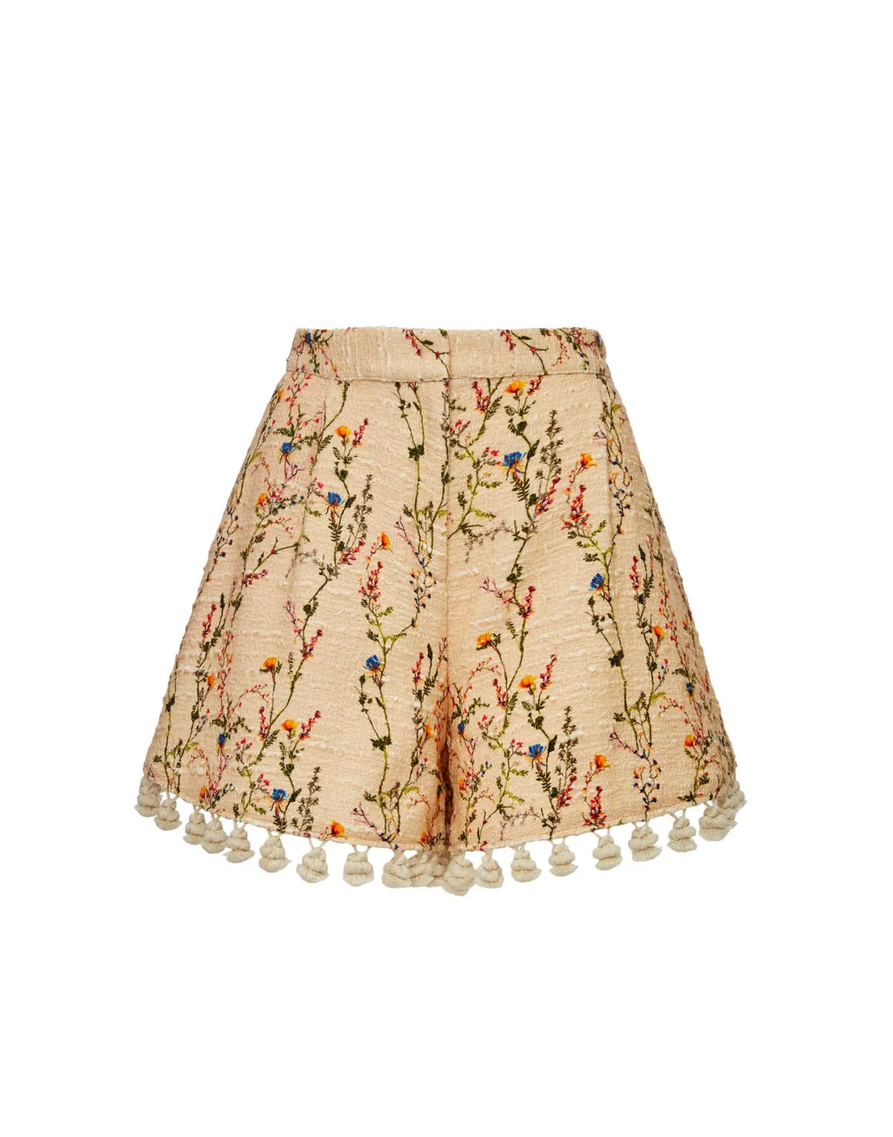 Short Pantaloncini La DoubleJ Collezione Primavera in Tessuto Tweed Avorio Sabbia con Frange Eleganti - Look Estivo Chic