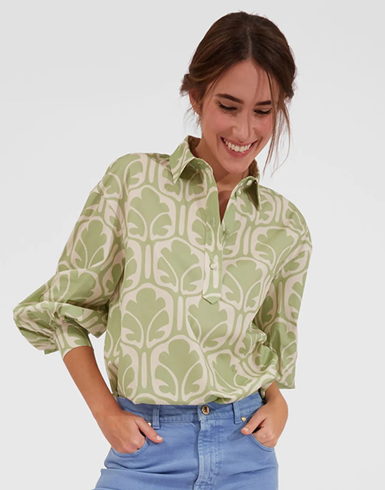 La DoubleJ Camicia Poetica Groviglio - Popeline Estivo con Stampa Floreale, Edizione Limitata per Stile Bohemien