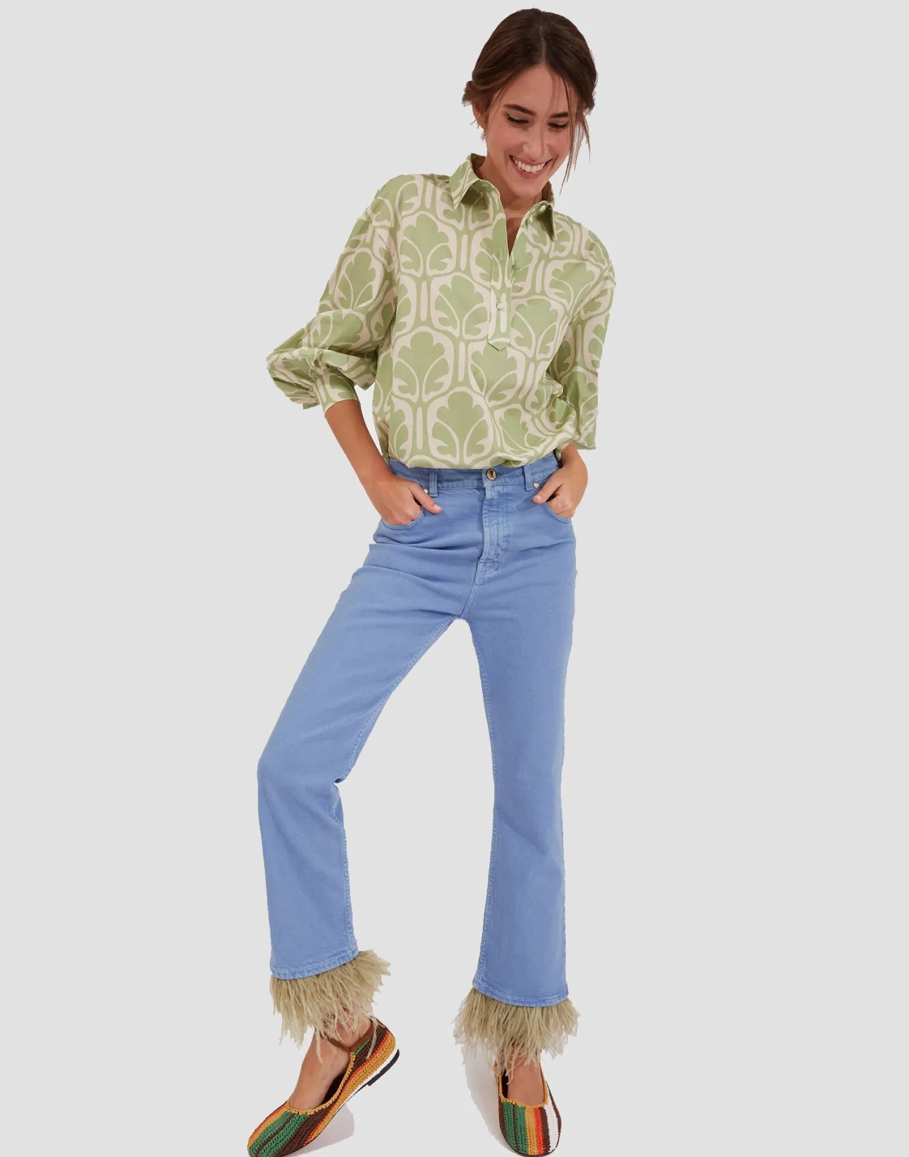 La DoubleJ Camicia Poetica Groviglio - Popeline Estivo con Stampa Floreale, Edizione Limitata per Stile Bohemien