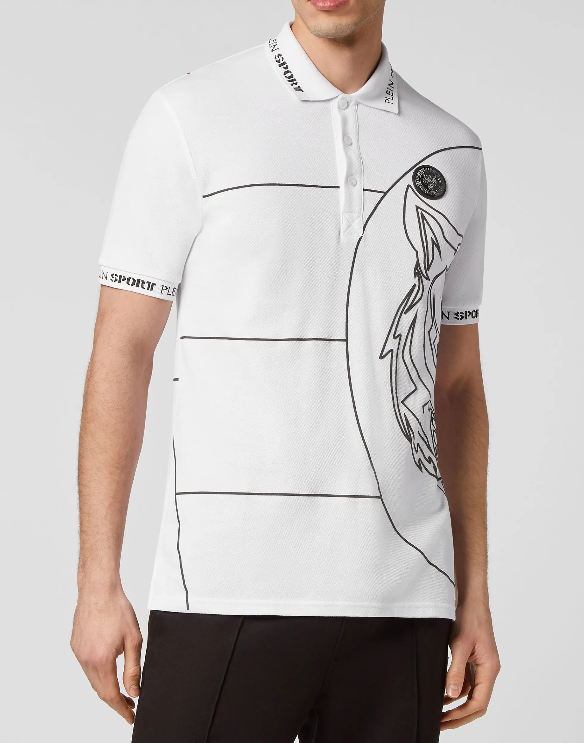 Maglia Polo Sportiva Uomo Plein con Stampa Tigre - Manica Corta