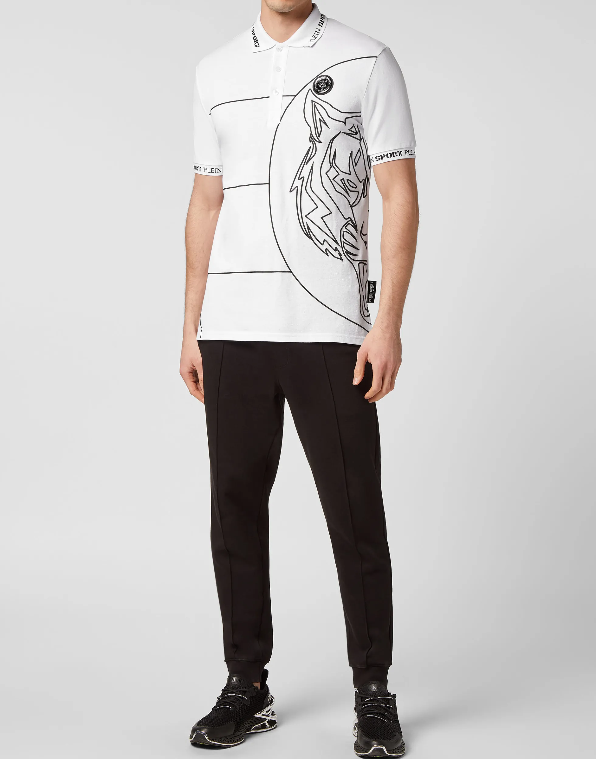 Maglia Polo Sportiva Uomo Plein con Stampa Tigre - Manica Corta