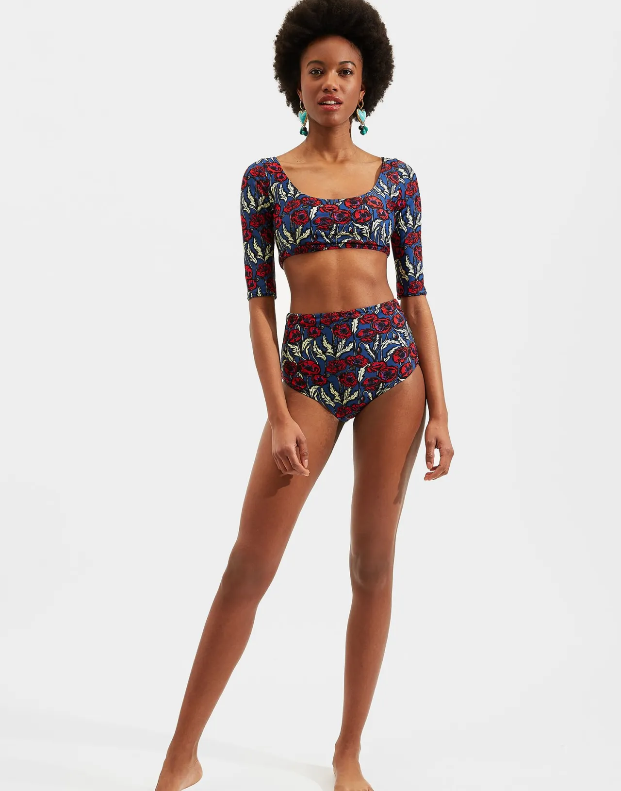 Maglietta La DoubleJ Portofino - Fioritura Elegante in Lycra Elasticizzata con Taglio All'Ultima Moda