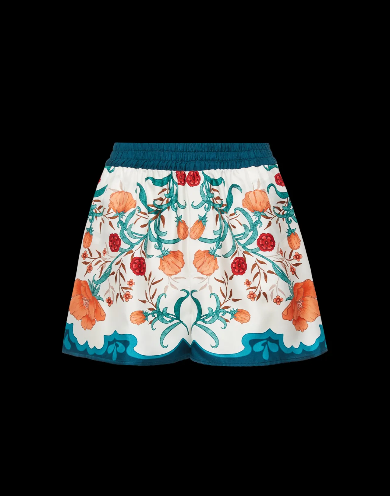Eleganti Shorts a Vita Alta La DoubleJ in Seta Twill - Arancione Morfeo Tinta Unica