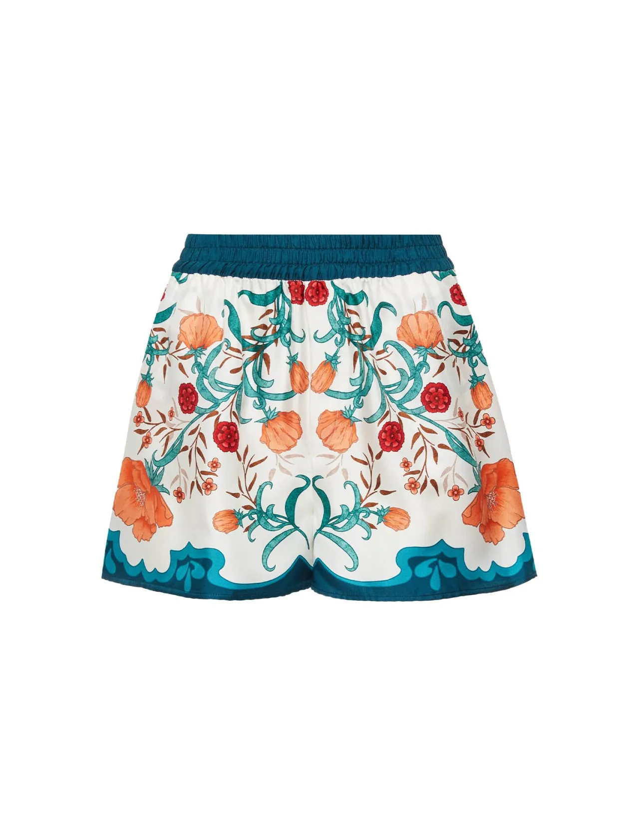 Eleganti Shorts a Vita Alta La DoubleJ in Seta Twill - Arancione Morfeo Tinta Unica