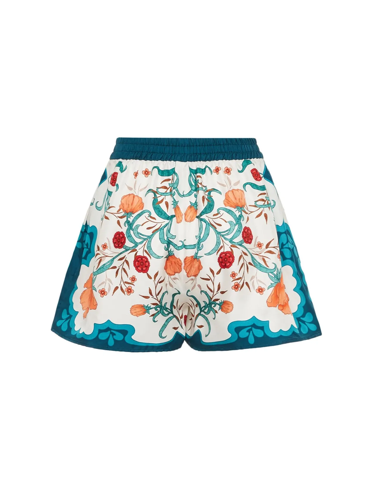 Eleganti Shorts a Vita Alta La DoubleJ in Seta Twill - Arancione Morfeo Tinta Unica