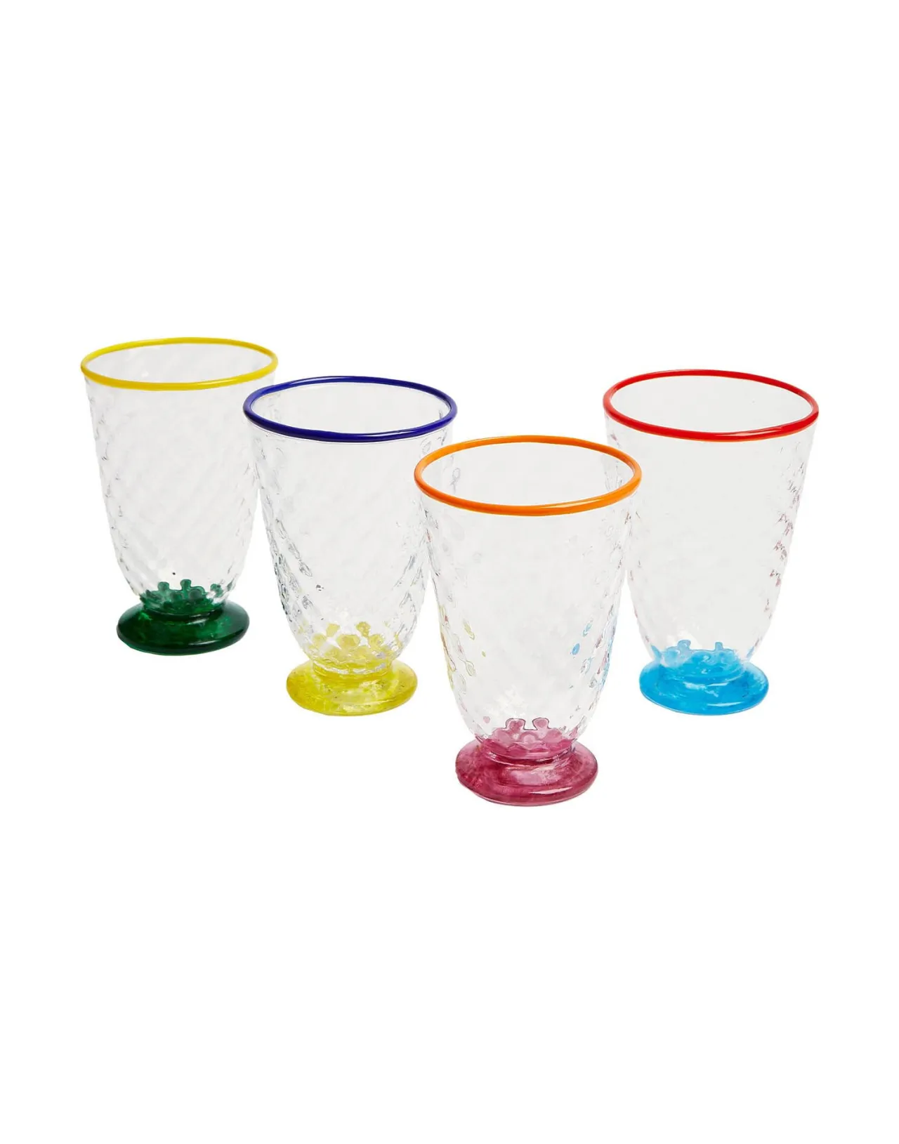 Set di 4 Bicchieri Artigianali Trapuntati di La DoubleJ - Vetro di Murano Multicolore con Design Unico, Eleganza senza Tempo per Tavole Ispirazione Veneziana