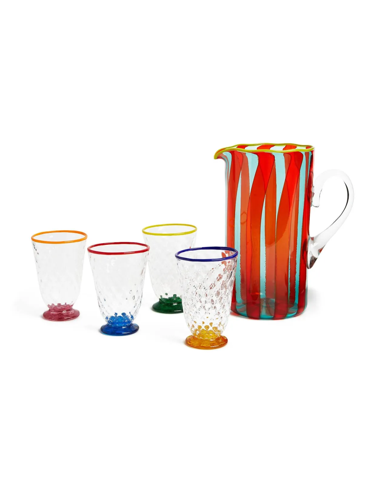Set di 4 Bicchieri Artigianali Trapuntati di La DoubleJ - Vetro di Murano Multicolore con Design Unico, Eleganza senza Tempo per Tavole Ispirazione Veneziana