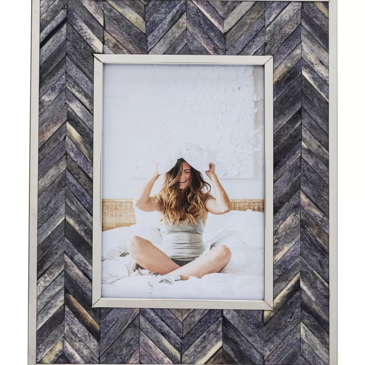 Cornice Moderna Chevron Grigio KARE Design - Portafoto Elegante 13x18 cm per Arredi e Regali Creativi