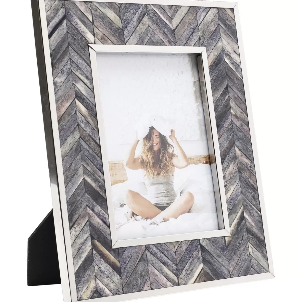 Cornice Moderna Chevron Grigio KARE Design - Portafoto Elegante 13x18 cm per Arredi e Regali Creativi
