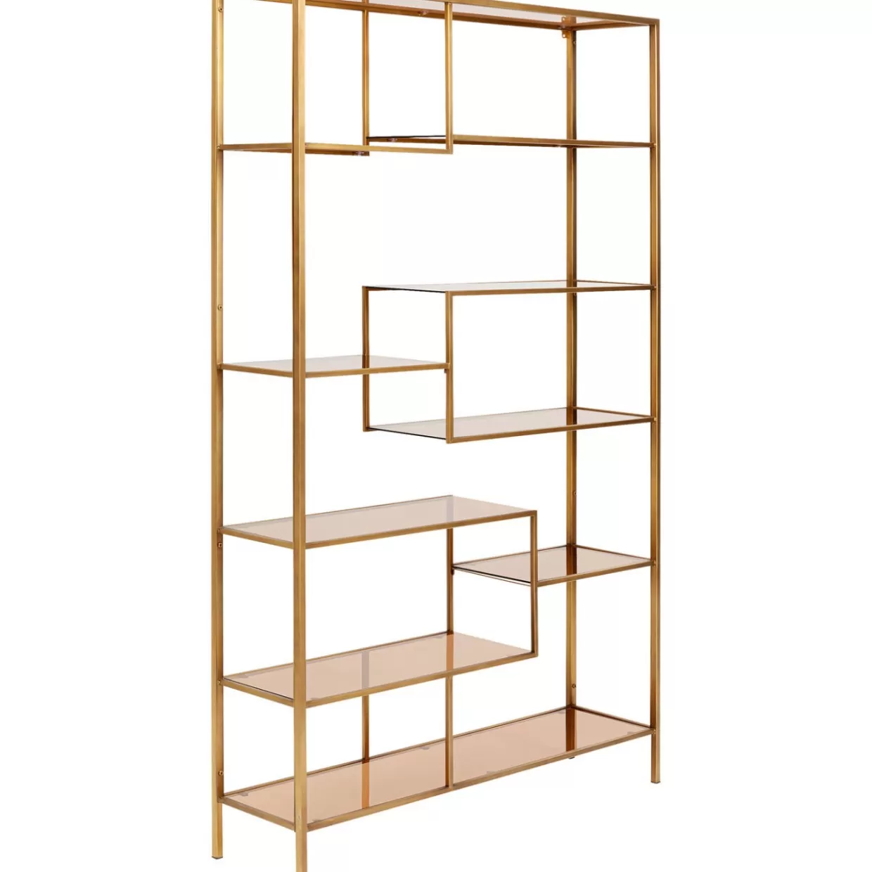 KARE Design Libreria Regale - Elegante scaffalatura modulabile in stile loft, finitura oro antico, dimensioni 195x115 cm