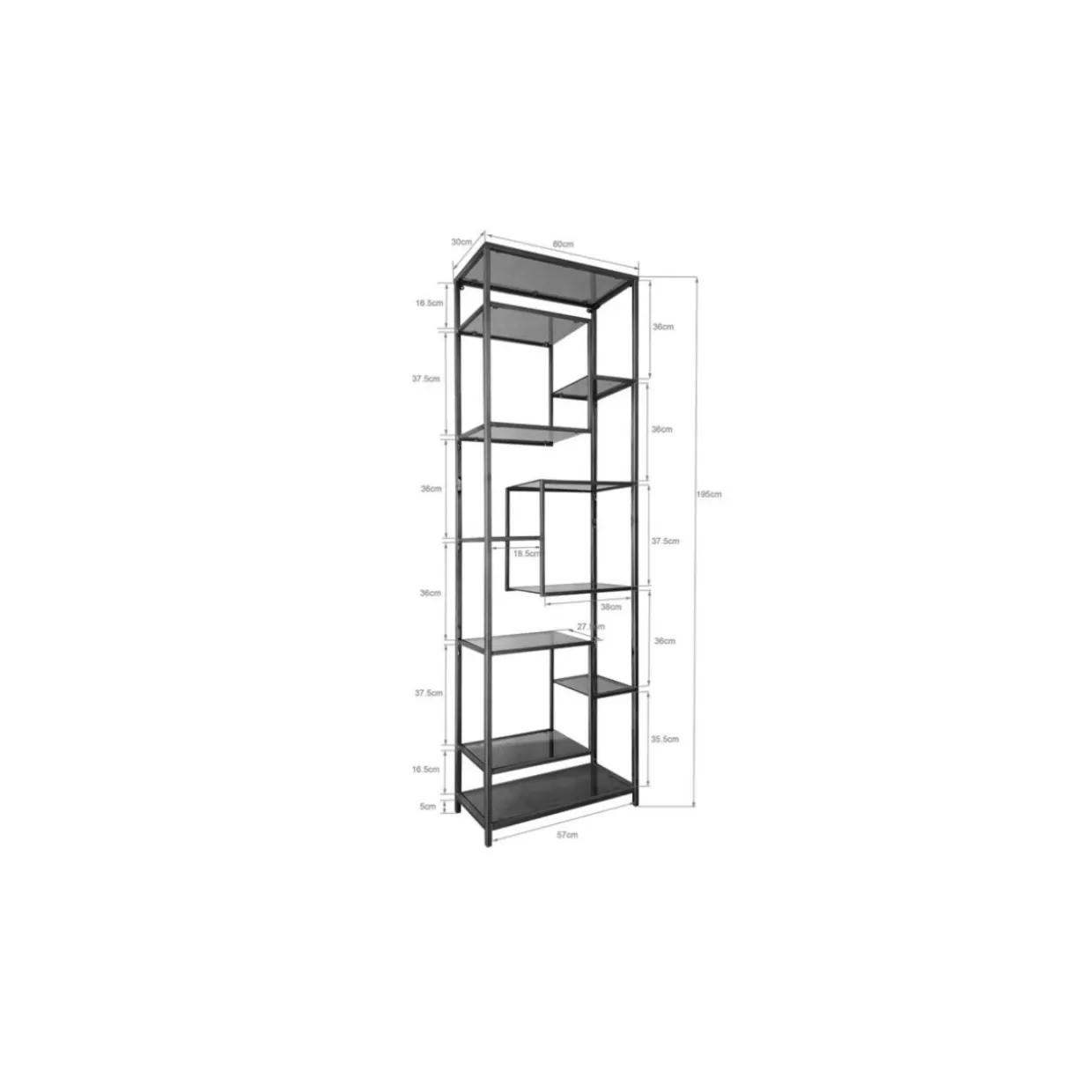 KARE Libreria Moderna Loft Style, Design Industriale in Nero con Misure 195x60 cm