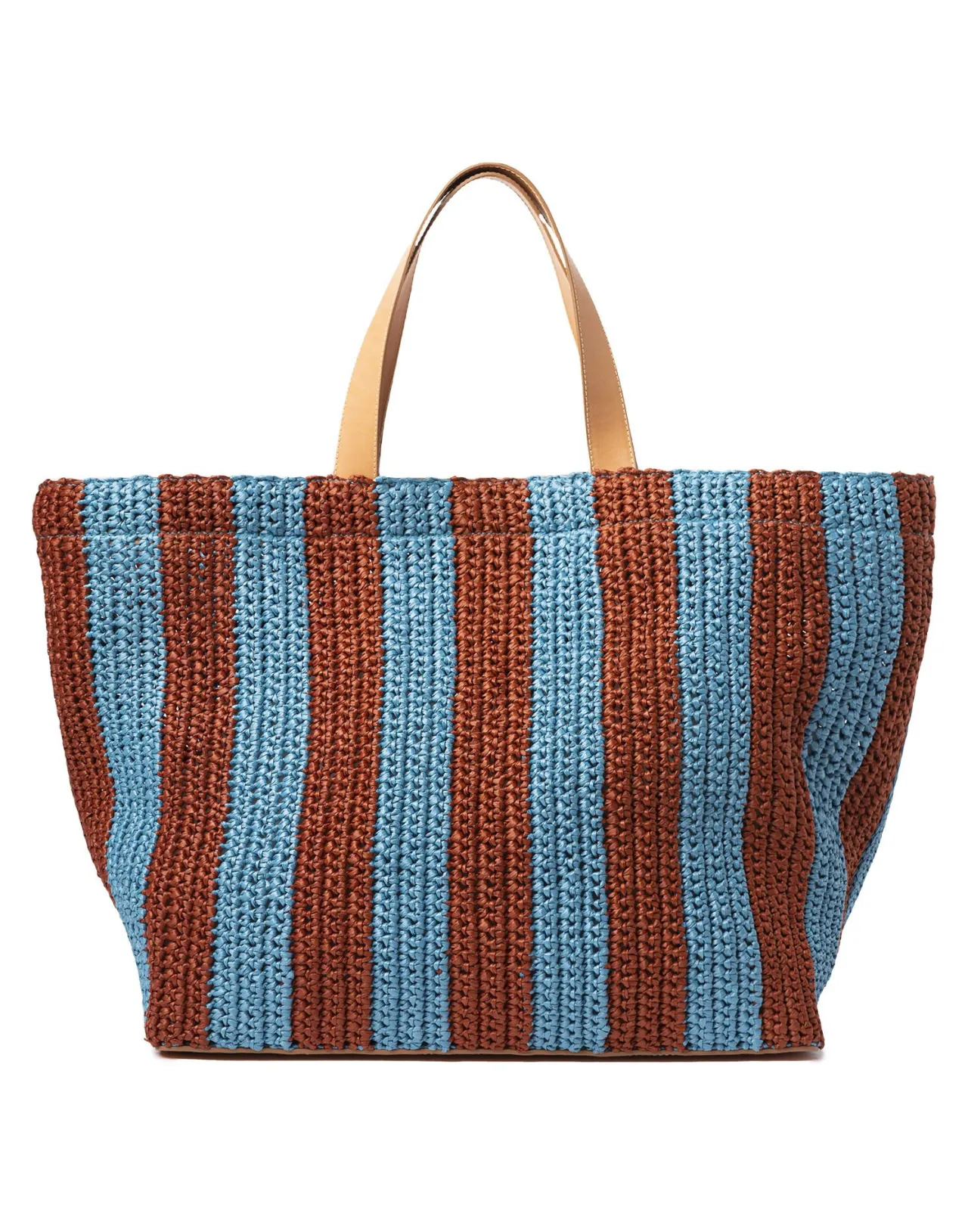 Borsa Tote Riviera di La DoubleJ in Rafia Turchese - Design Bicolore con Trama Uncinetto, Offerta Imperdibile!