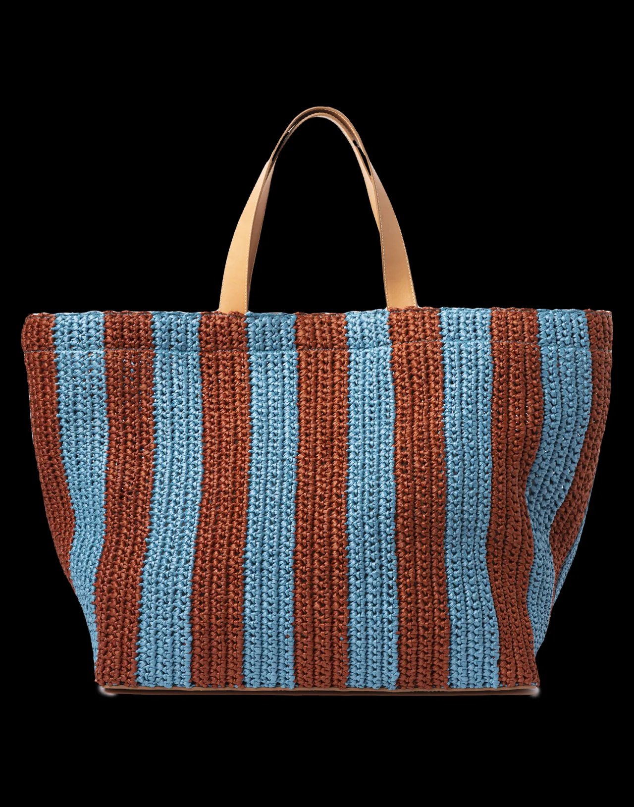 Borsa Tote Riviera di La DoubleJ in Rafia Turchese - Design Bicolore con Trama Uncinetto, Offerta Imperdibile!