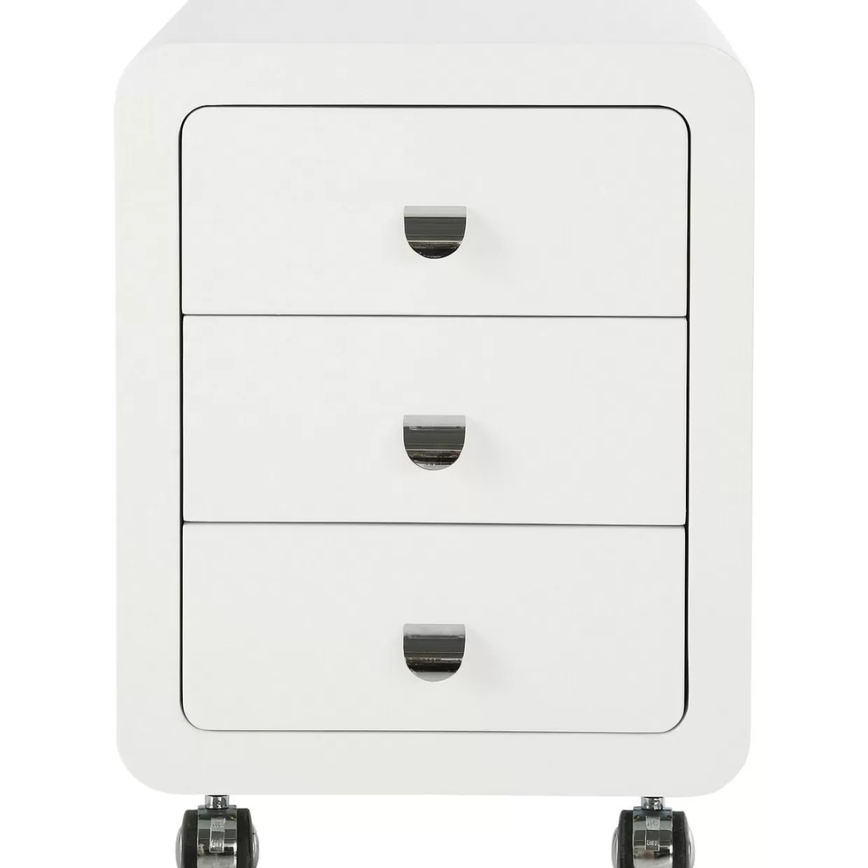 Cassettiera Moderna White Club con 3 Ante · Credenza Design KARE · Set Mobili Multifunzione con Rotelle Bianco Lucido