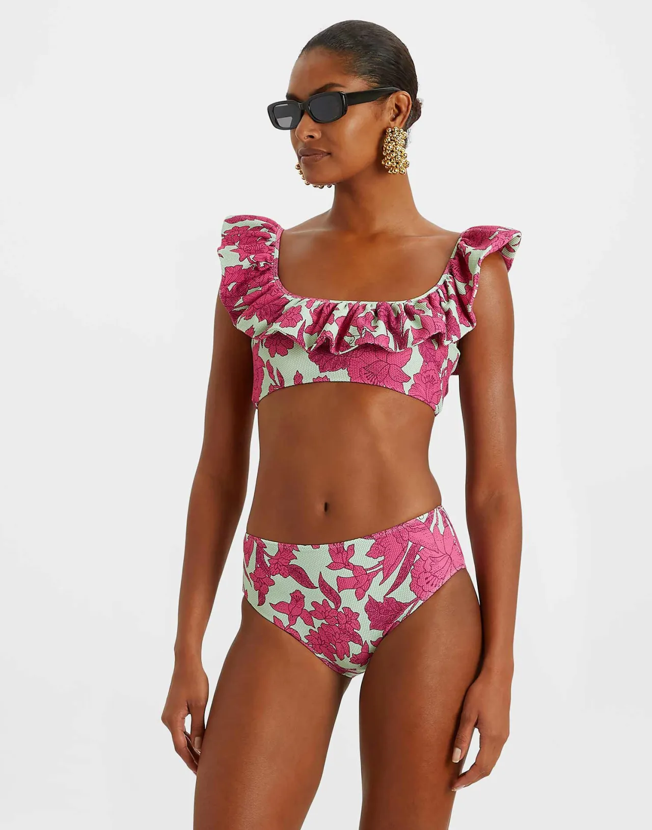 Reggiseno bikini a balze Viola Lilla - Design esclusivo La DoubleJ in tessuto Piqué elasticizzato