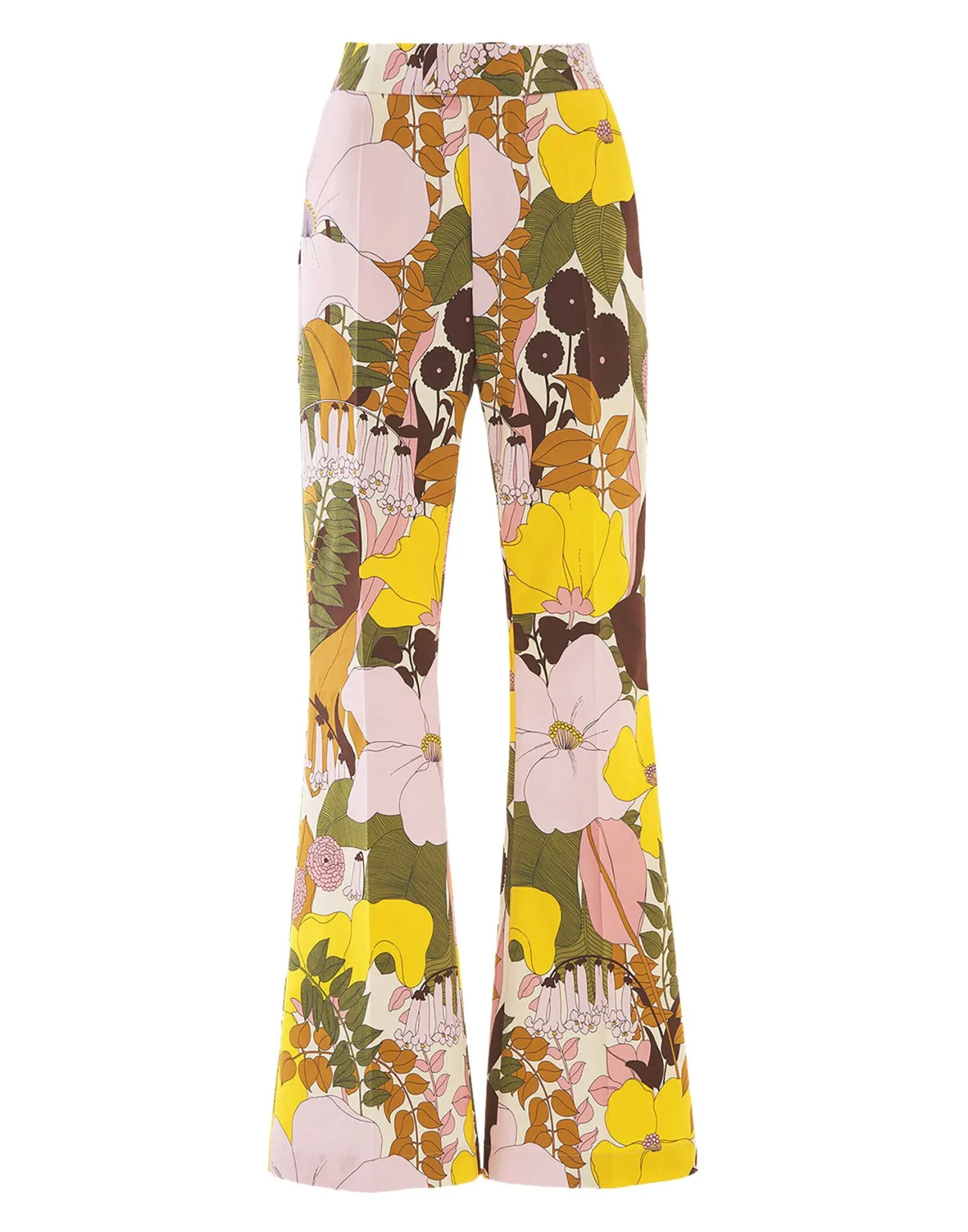 Pantaloni Serali La DoubleJ - Fioritura Rosa in Cotone Spesso Elasticizzato, Offerta Imperdibile