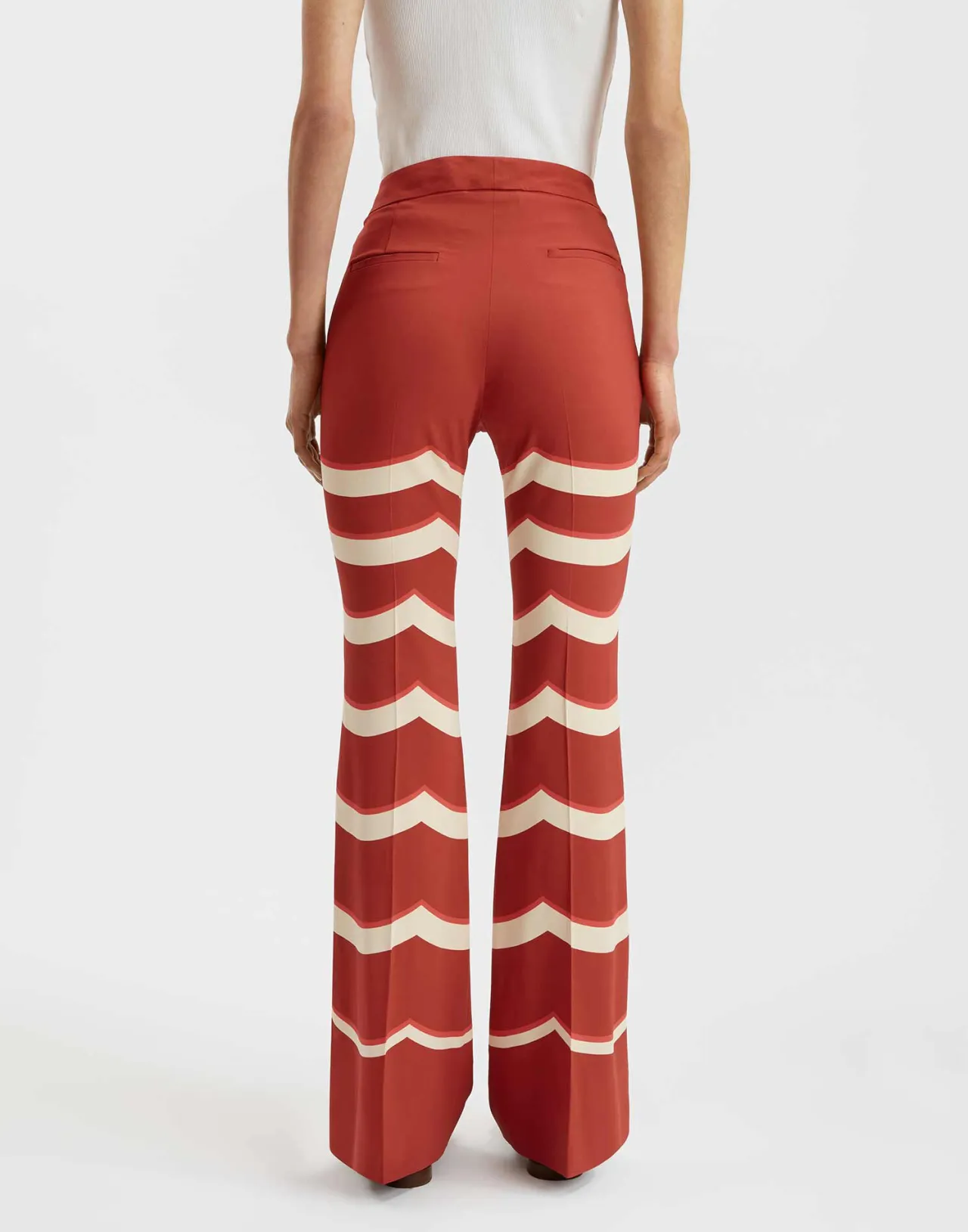 Pantaloni Eleganti La DoubleJ per il Sabato Sera - Rosso Placé in Raso Envers, Edizione Speciale