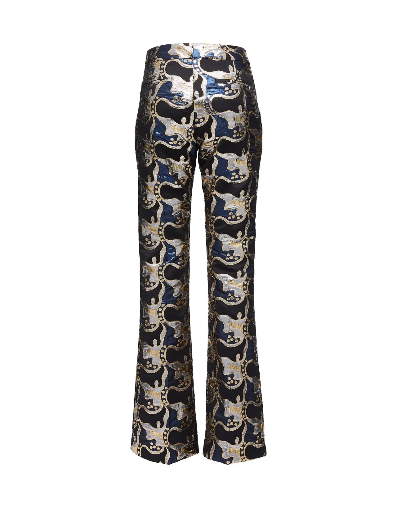 La DoubleJ - Pantaloni Eleganti Sabato Sera in Tela Jacquard Spritz Blu per Serate Glamour