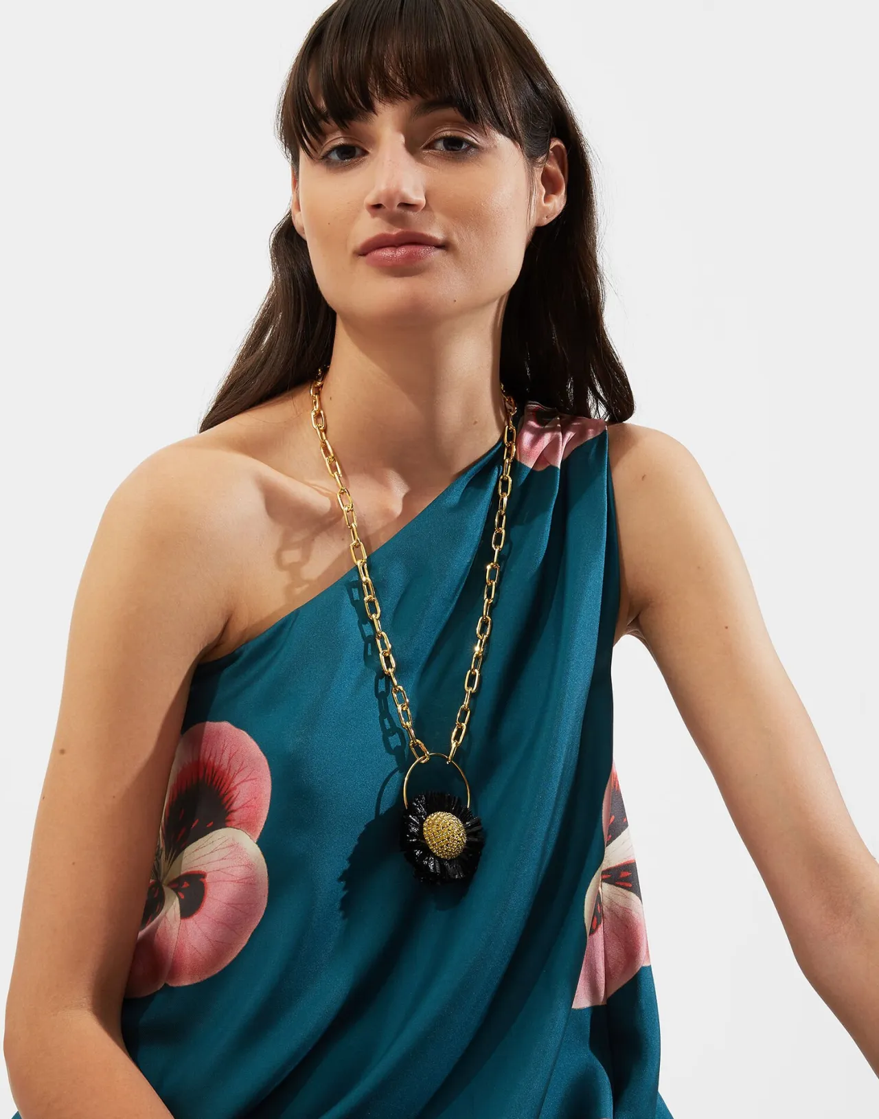 Gioiello Elegante La Double-J - Collana Saturno con Sfumature Rosa e Ocra in Ottone Dorato