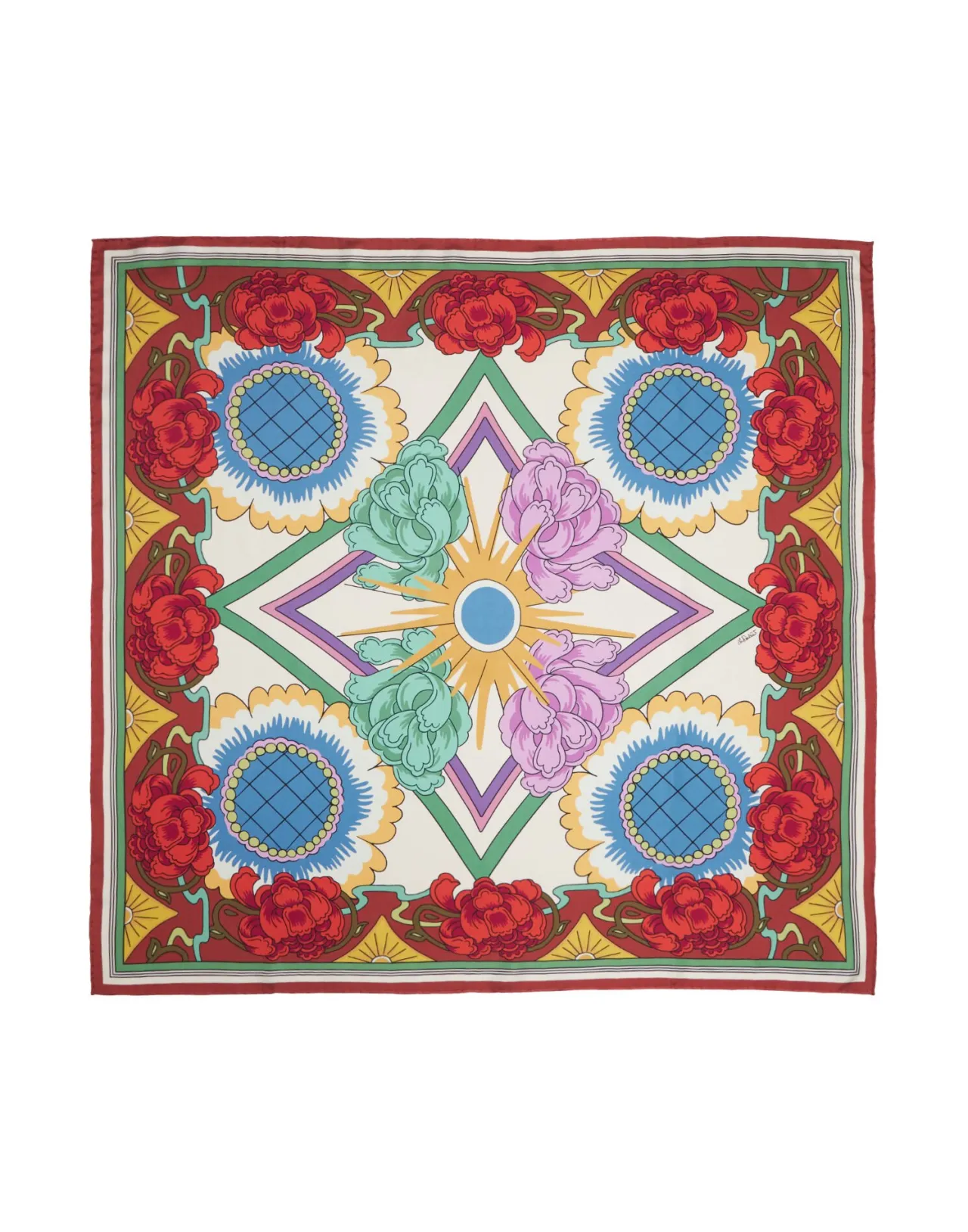 Scialle in Seta Gemella Taormina Placé Avorio - Doppia Faccia Autunno-Inverno, Grande 90x90 cm - Edizione Speciale La DoubleJ