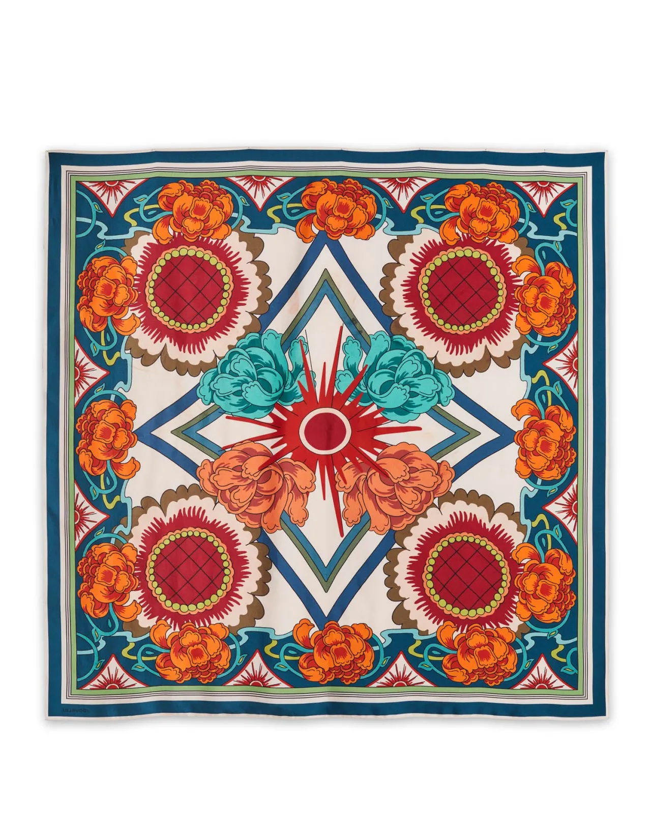 Scialle in Seta Gemella Taormina Placé Avorio - Doppia Faccia Autunno-Inverno, Grande 90x90 cm - Edizione Speciale La DoubleJ