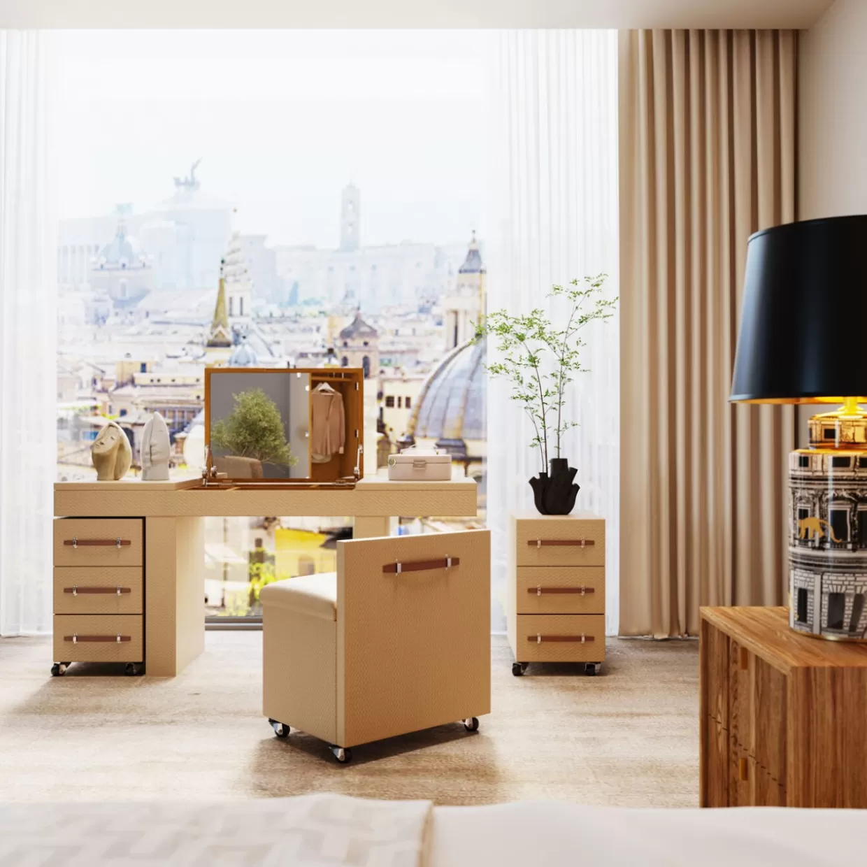 KARE Design - Set Tavolo Trucco Elegante con Ispirazione Veneziana | Combinazione Funzionale e Design Moderno