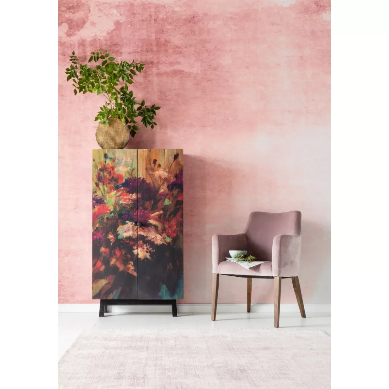 KARE Design - Armadio Floreale Regale con Intarsi Botanici e Design Esclusivo per Arredamento Moderno