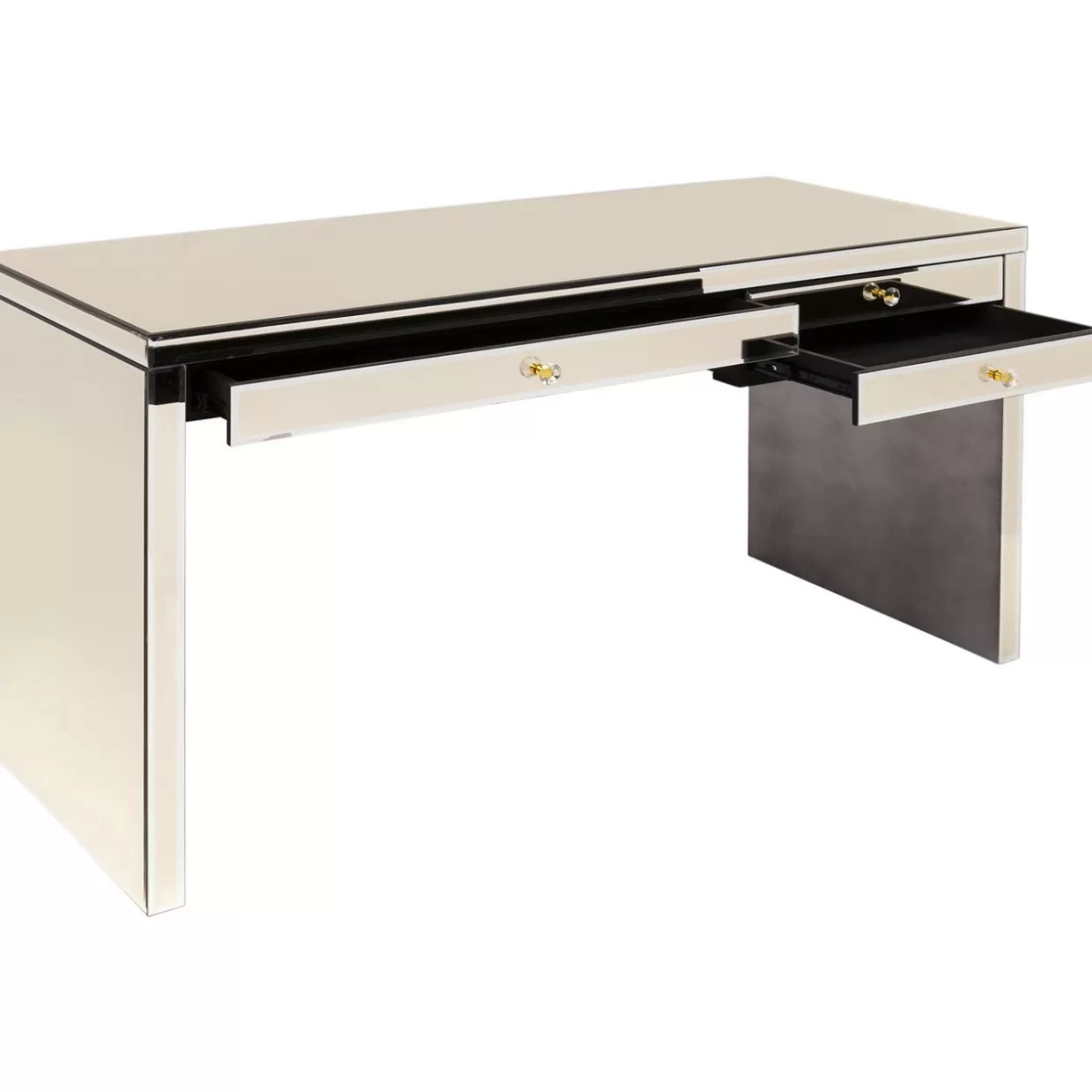 KARE Design - Scrivania Elegante con Rifiniture Champagne, Design Esclusivo 140x60 cm per Ufficio Moderno