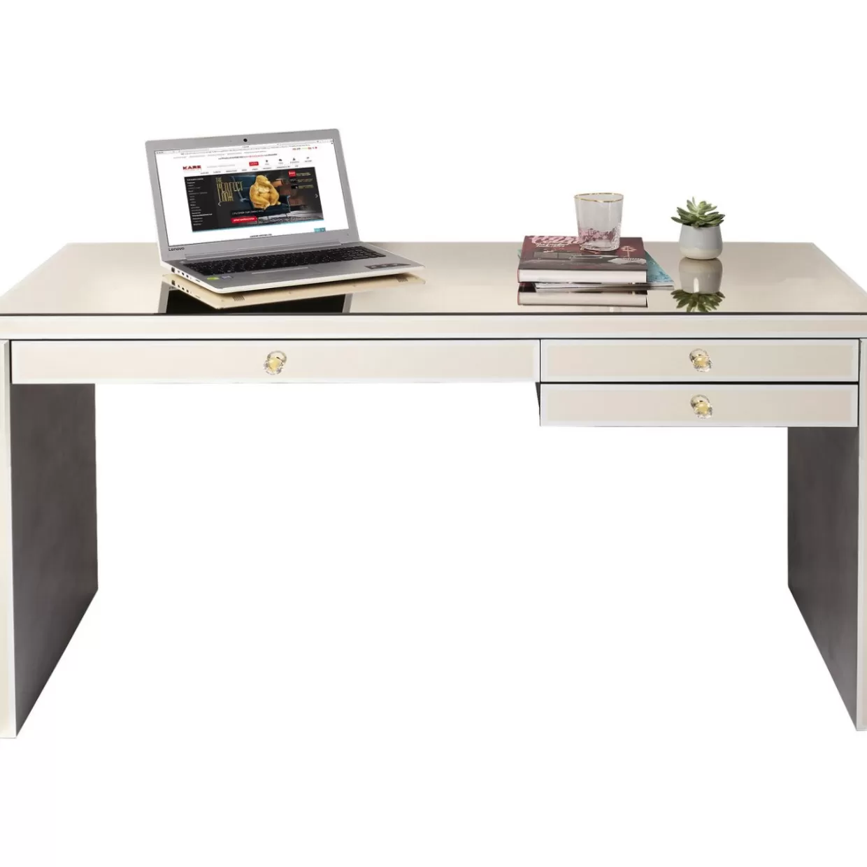 KARE Design - Scrivania Elegante con Rifiniture Champagne, Design Esclusivo 140x60 cm per Ufficio Moderno