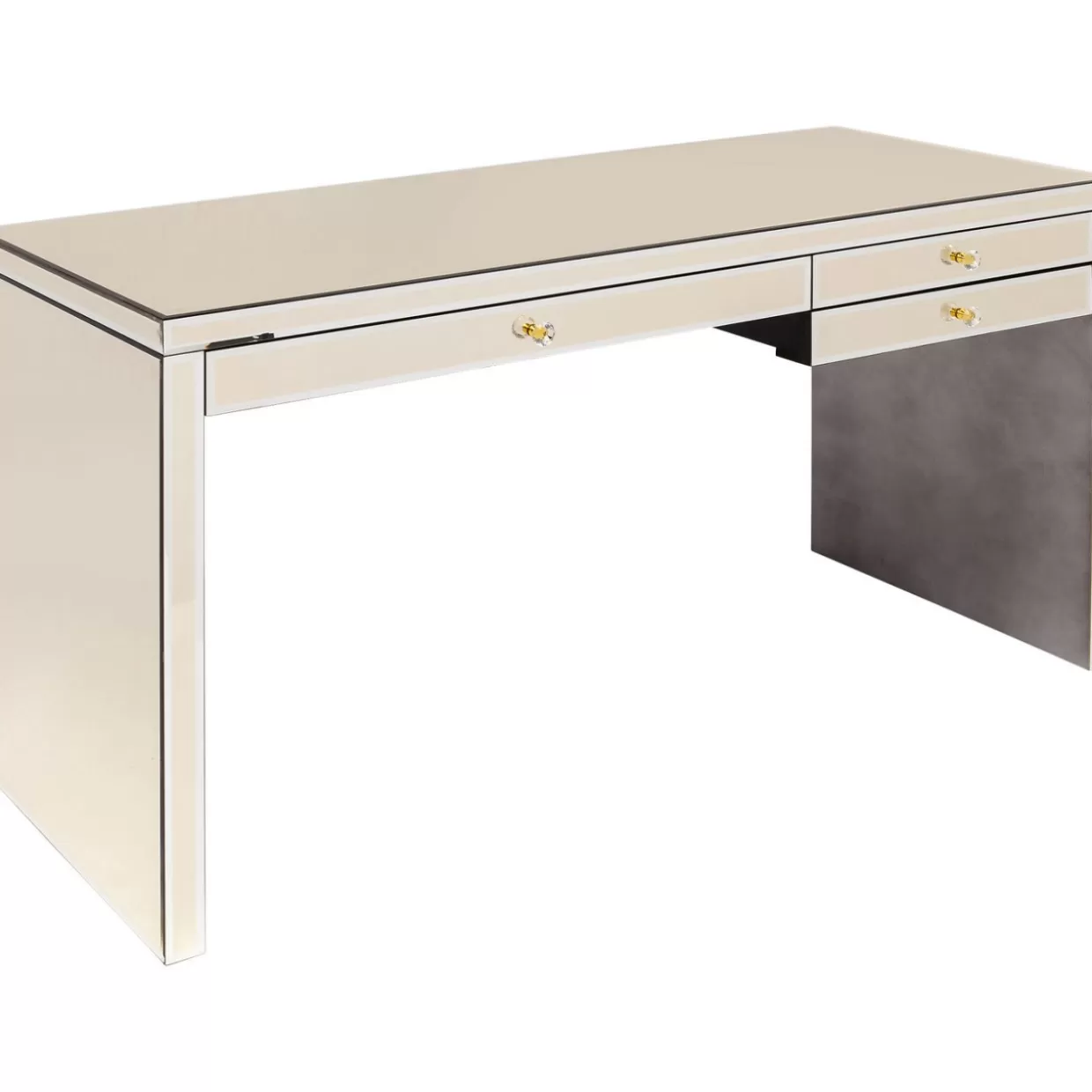 KARE Design - Scrivania Elegante con Rifiniture Champagne, Design Esclusivo 140x60 cm per Ufficio Moderno