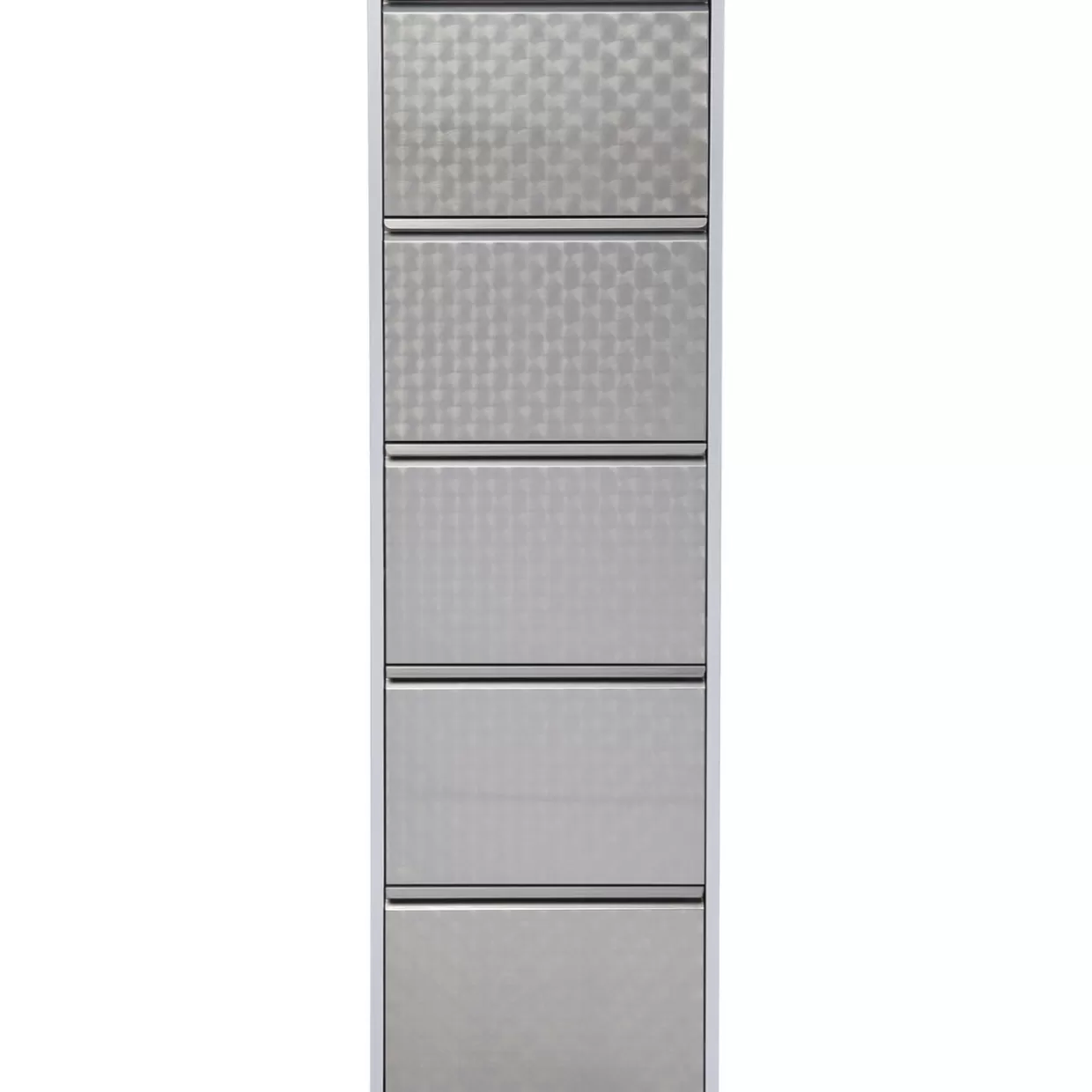 Portascarpe Caruso Moderno ed Elegante - 5 Ripiani in Design Intrecciato Argento Lucido, KARE Arredamento per Piccoli Spazi e Accessori Funzionali