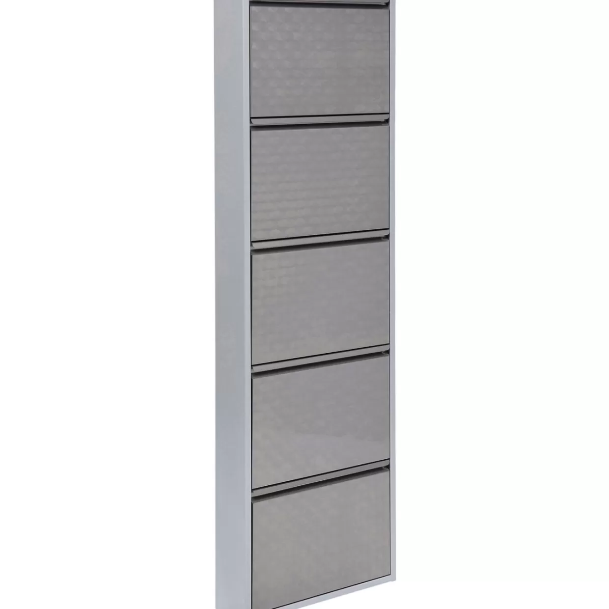 Portascarpe Caruso Moderno ed Elegante - 5 Ripiani in Design Intrecciato Argento Lucido, KARE Arredamento per Piccoli Spazi e Accessori Funzionali