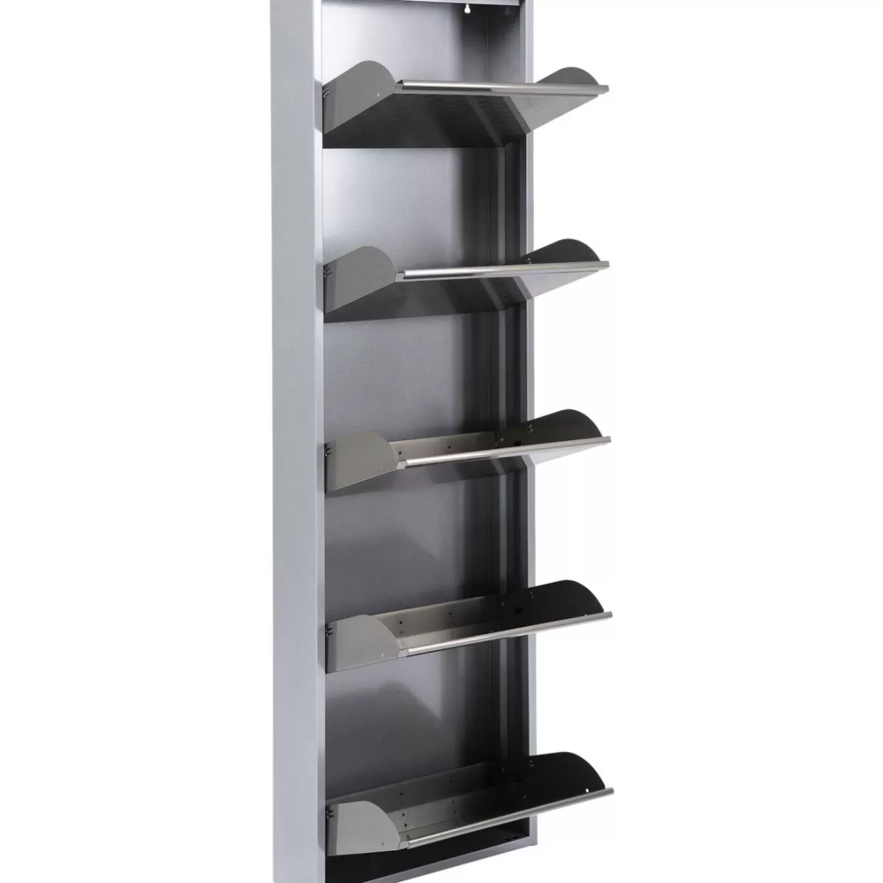 Portascarpe Caruso Moderno ed Elegante - 5 Ripiani in Design Intrecciato Argento Lucido, KARE Arredamento per Piccoli Spazi e Accessori Funzionali
