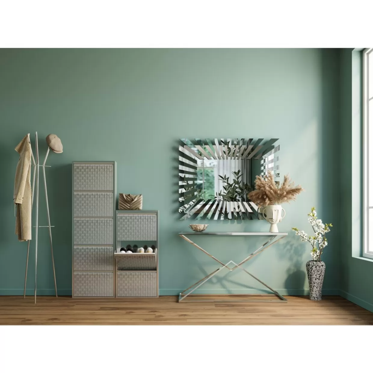 KARE Design - Complementi d'Arredo Funzionali: Portascarpe Caruso 5 in Tonalità Argento con Rifiniture a Intreccio (Versione Compatta)

：
1. ，
2. (