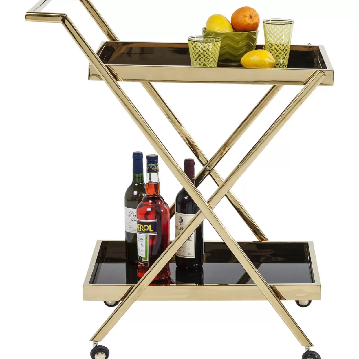 KARE Design - Tavoli Decorativi con Carrello Portavivande in Stile Casinò, Finitura Oro Opulento per Ambienti di Lusso