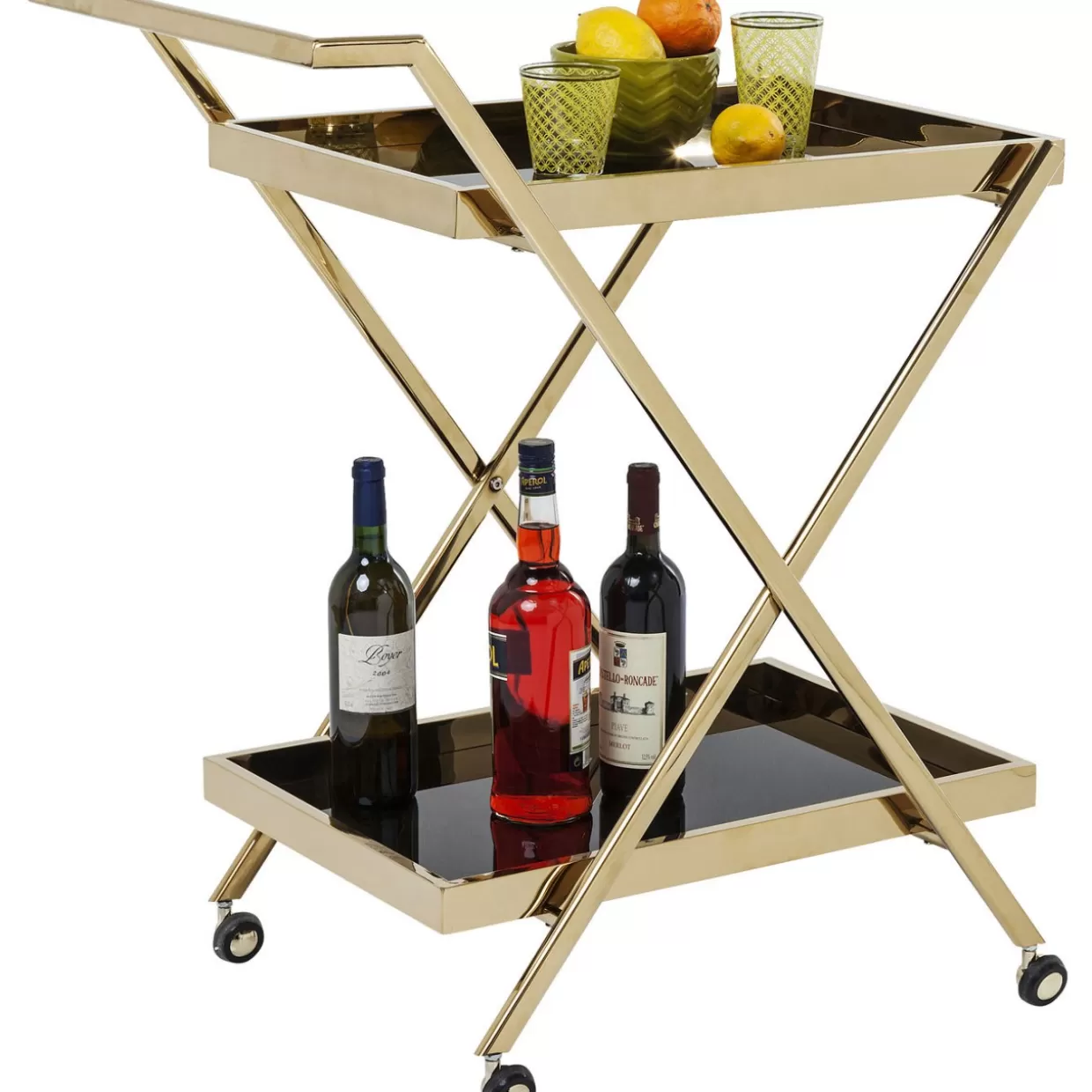 KARE Design - Tavoli Decorativi con Carrello Portavivande in Stile Casinò, Finitura Oro Opulento per Ambienti di Lusso